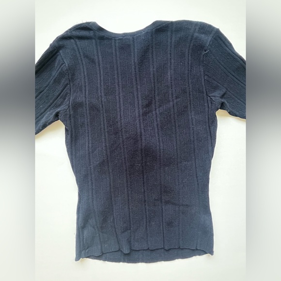 NWT Frame navy rib twist short sleeve sweater - Picture 3 of 6